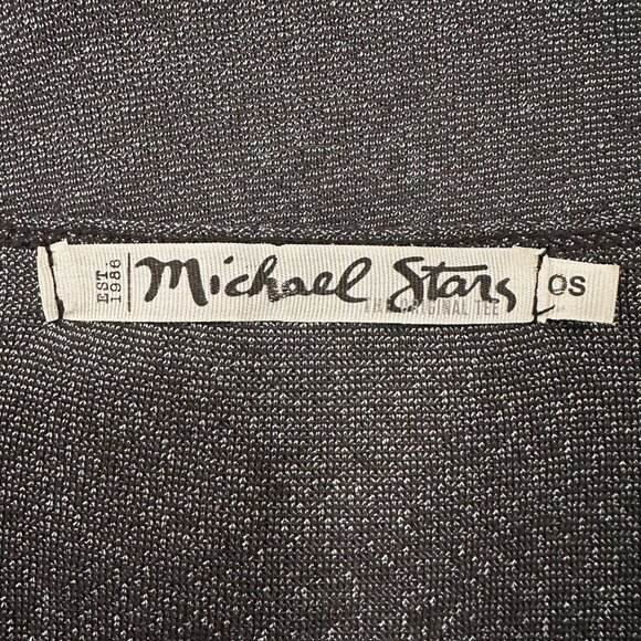 Michael Stars Grey Top V Neck Size OS 3/4 Sleeve Shimmer - Picture 4 of 6